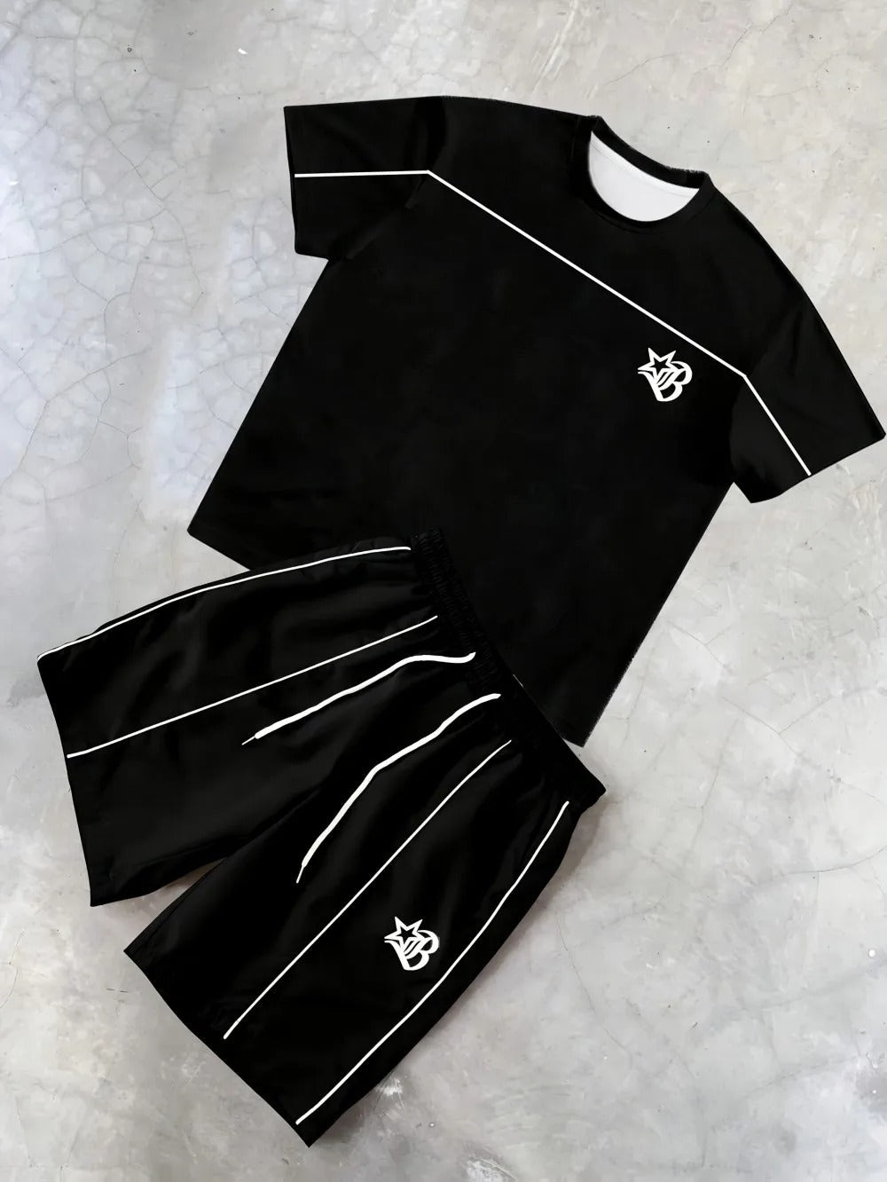 Kane | Contrast Piping T-Shirt with Shorts Set