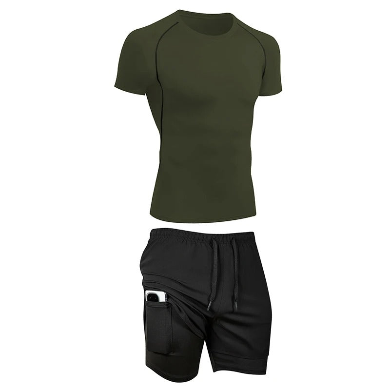 Titan | Compression T-Shirt with 2-in-1 Phone Pocket Shorts