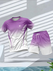 Blaze | Ombre Print Crew Neck T-Shirt with Shorts