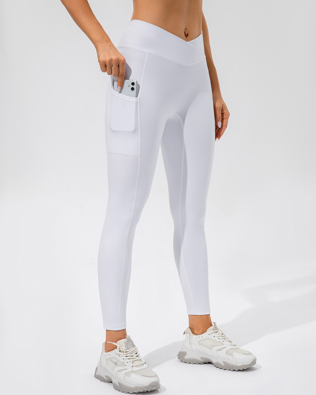 Rise Leggings – Scrunch High-Waist Pocket White