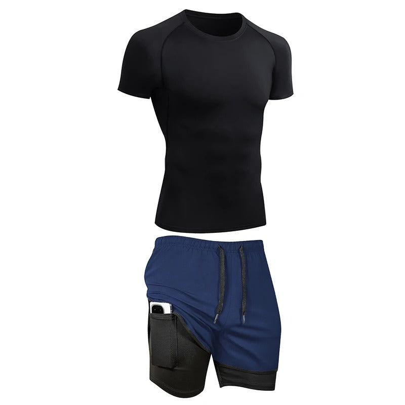 Titan | Compression T-Shirt with 2-in-1 Phone Pocket Shorts