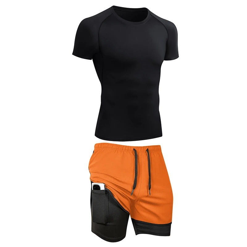 Titan | Compression T-Shirt with 2-in-1 Phone Pocket Shorts