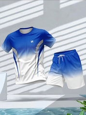 Blaze | Ombre Print Crew Neck T-Shirt with Shorts