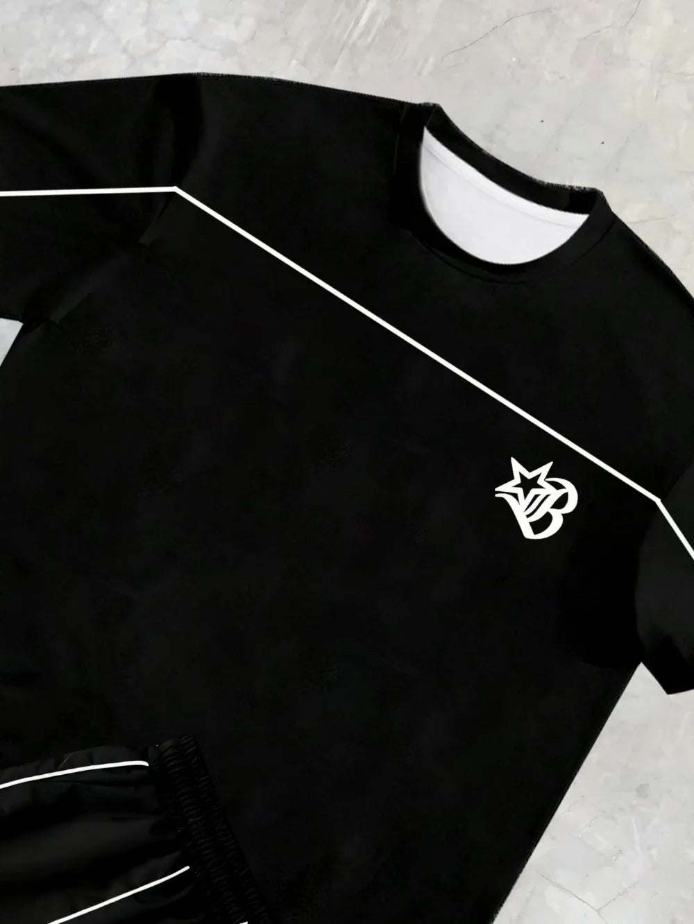 Kane | Contrast Piping T-Shirt with Shorts Set