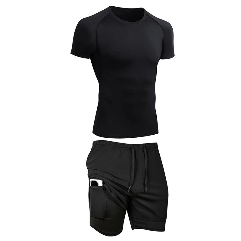 Titan | Compression T-Shirt with 2-in-1 Phone Pocket Shorts