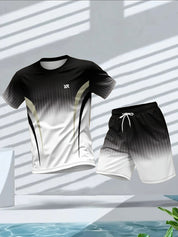 Blaze | Ombre Print Crew Neck T-Shirt with Shorts